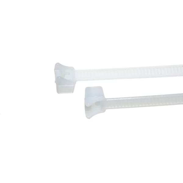 Cable Tie, 4 in L, 7/8 in Max Bundle Dia., Natural, Nylon 6/6, 20 lb Strength, 100 PK